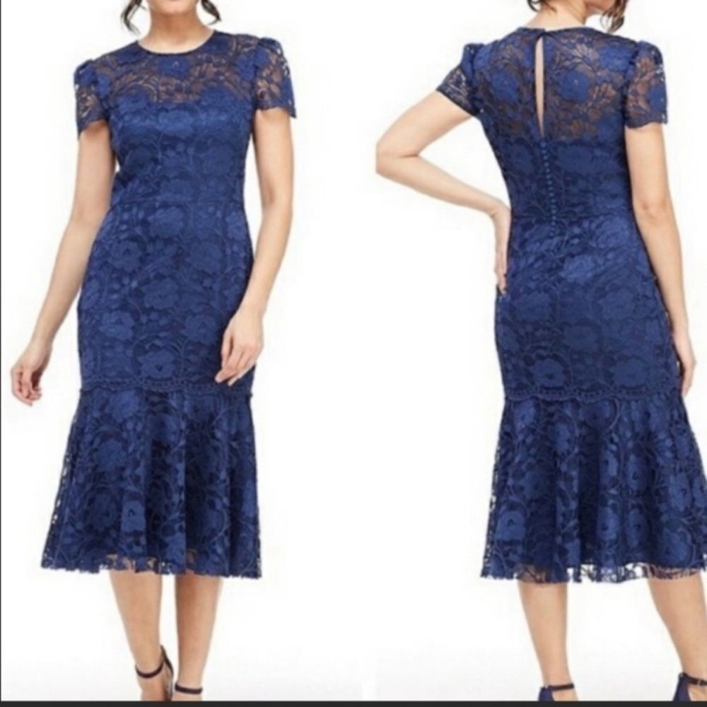 NWT Gal Meets Glam Eve Illusion Lace Midi
Dress Size O
